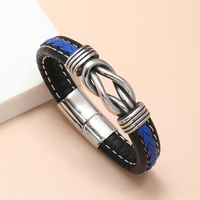 Bracelet pour homme en cuir bicolore simple avec fermoir magnétique en acier inoxydable - Bracelet tendance comme accessoire créatif