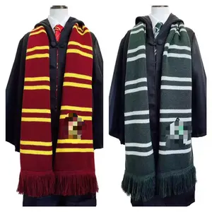 Lenço Harry Potter listrado clássico Halloween, lenço mágico para colegio, lenço de bruxa acessório para cosplay Halloween