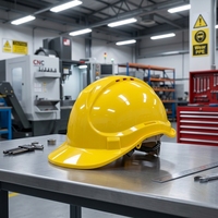 Casque de sécurité rigide jaune Care 2026 en ABS avec doublure en plastique à cliquet, durable, pour la protection des travailleurs de la construction et du secteur public