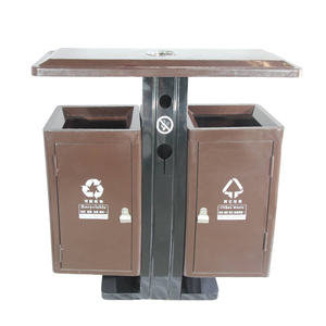 Poubelle de tri extérieure en acier galvanisé à double compartiment avec structure autoportante pour le tri des déchets - Product Image 2
