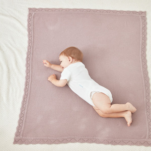 Manta de bebé de punto de algodón 100% superventas, sólida y a rayas para pañales, cochecito, cuna, regalo para recién <span class=keywords><strong>nacido</strong></span>, 100x80cm - Product Image 3