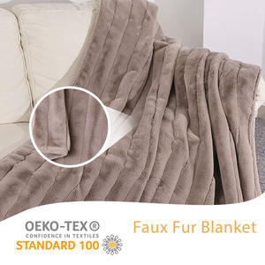 Chăn nỉ cỡ lớn thân thiện với môi trường, di động, 100% polyester, màu trơn, giả lông thú - Product Image 2