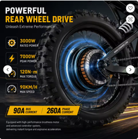 Coswheel 7000W Vélo 60V 30Ah Moto tout-terrain pour adultes 7000W Moteur sans balais à couple élevé 75 km/h Longue portée