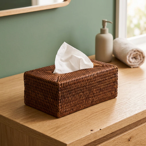 Nouvel article Unique en osier bambou boîte à mouchoirs couverture lin avec couvercles rotin porte-serviettes accessoires de Table pour la cuisine du Viet Nam - Product Image 1