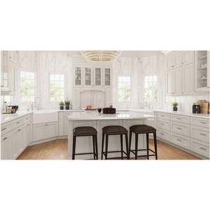 Gabinetes de Cocina Blancos Estilo Shaker, Gabinetes de Cocina de Madera Maciza, Gabinete de Almacenamiento para Electrodomésticos Personalizado - Product Image 1