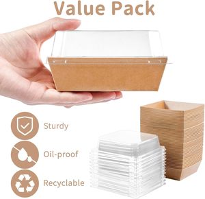 Brown Paper Charcuterie Boxes With Clear Lid for Bakery Cookies Sandwich <b>Cakes</b> Slice Boxes - Product Image 6