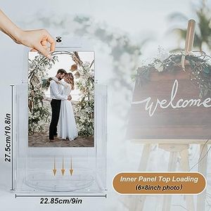 Acrylic <strong>Wedding</strong> <strong>Card</strong> <strong>Box</strong> with Picture Frame <strong>for</strong> Photos, Large Rotatable Envelope <strong>Post</strong> Money Gift <strong>Box</strong> Holder with Lock Slot - Product Image 5