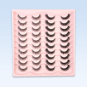 20 paires de faux <span class=keywords><strong>cils</strong></span> synthétiques 3D volumineux, style volume naturel, adaptés au maquillage quotidien, OEM et ODM pris en charge, certifiés MSDS - Product Image 1