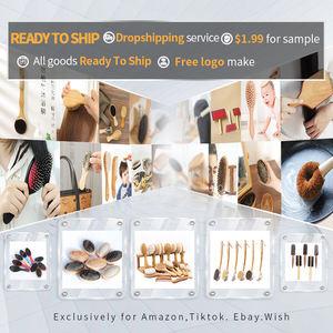 Escova de Cabelo Antiestática Tipo Raquete para Extensões de Cabelo com Cerdas de Javali e Nylon Pente de Madeira de Carvalho com Cabo de Madeira para Massagem no Couro Cabeludo - Product Image 5