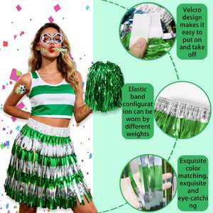Ensemble de cheering pour supporters de la Coupe du Monde de football 2026 États-Unis Canada Mexique : Lunettes, Tatouages, Jupes à franges, Claquettes, Accessoires de cheering pour fête - Product Image 4