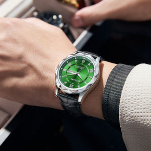 Di lusso di alta qualità orologio da uomo in pelle impermeabile al quarzo orologi da uomo sportivi uomini d'affari guardare con giorno settimana - Product Image 6