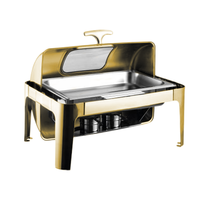 Fournitures pour hôtels et restaurants ensemble de chauffe-plats pour buffet chauffe-plats en acier inoxydable chauffe-plats en or 9L à couvercle roulé