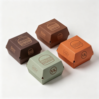 Boîte à hamburger en carton blanc biodégradable et écologique, résistante, avec logo personnalisé en relief, emballage alimentaire jetable résistant à la graisse
