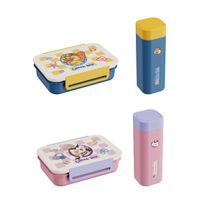 Cartoon Plastic <b>Lunch</b> <b>Box</b> With Water Bottle Set Compartmentalized Sealed Portable For Student Work Bento - Product Image 5
