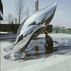 نحت مجسم دلفين خارجي مصنوع من الفولاذ المقاوم للصدأ قابل للتخصيص حجم نحت دلفين مصنوع من الفولاذ المقاوم للصدأ للتزيين