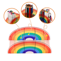 Boîte de rangement transparente à 5 compartiments personnalisée Organisateur de bureau couleur arc-en-ciel Papeterie Classification Porte-stylo