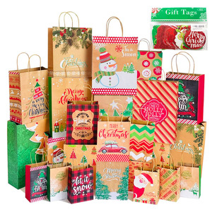 Yüksek kaliteli tatil noel hediyesi toplu Set tam baskılı kraft el işi kağıdı torba içerir 4 ekstra büyük 4 büyük 4 orta kolları ile - Product Image 4