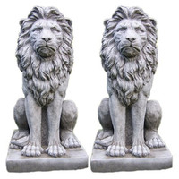 Grande statue de lion en marbre grandeur nature pour jardin extérieur, sculptures d'animaux en pierre de style occidental