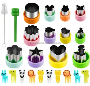 24PCS phim hoạt hình trái cây rau cắt cookie bánh Pastry tem khuôn với thực phẩm Picks cho trẻ em thực sự nấu ăn và nướng công cụ