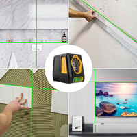 DEGLASERS Niveau laser portable à nivellement automatique Niveau laser à ligne croisée verte avec batterie Li-ion rechargeable pour la construction