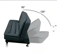 Canapé-lit pliable en similicuir convertible avec coussin compressé pour bureau, réception, salle de réunion, salle d'attente
