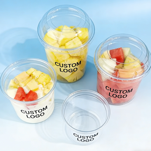 Gobelets en plastique transparent fabriqués en Chine avec couvercles, jetables, capacité 100ml 200ml 300ml, 90mm, imprimés UV pour l'emballage de snacks - Product Image 3