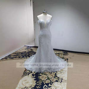 Lace Mermaid Wedding Dress Off Shoulder Sweetheart Applique Bridal Gown Long Train Elegant 2026 Style - Product Image 3