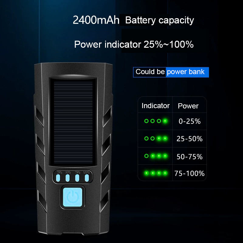 Hongdak 2400Mah Solar Bicycle Headlight with Electric Bell USB Rechargeable Waterproof 130db Bike Horn Dual Lamp Flashligght