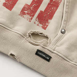 Sweat à capuche personnalisé en coton lavé 450 g/m² avec imprimé graphique effet éclaboussures de peinture, coupe courte et carrée, style streetwear, logo personnalisé, pour homme - Product Image 2
