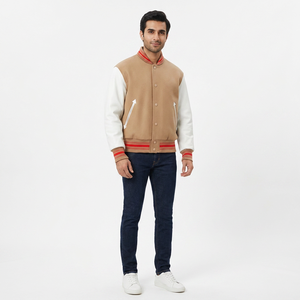 High Quality Custom Varsity Jacket Latest Fashion 100% Cotton Satin Fabric Fur Plus Size <b>Covered</b> <b>Button</b> Breathable Stand Men's - Product Image 1