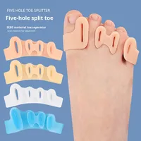 Séparateur d'orteils souple à cinq trous réglable pour les oignonnes et l'hallux valgus, clip pour orteils superposés, orthèse de pied