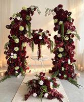 Fleurs Artificielles pour Décoration de Mariage : Ensemble Colonne Florale en Soie Bordeaux pour Arche, Accessoires de Scène pour Cérémonie et Fête