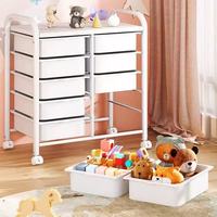 Étagère de rangement sur roulettes avec 5 tiroirs en plastique pour la maison, le bureau et la cuisine
