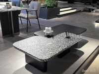Table de salon sculpturale avec surface à motifs artistiques et design flottant à double couche, mobilier moderne pour la maison, fournisseur OEM
