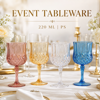 Gobelet à vin en plastique PS Diamond Vintage 220 ml, verres à pied colorés pour fêtes