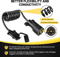 Adaptateur de câblage de remorque 7 broches à 4 broches avec isolation PU, adaptateur de câblage de remorque 7 voies à 4 voies plat et spiralé en cuivre pur