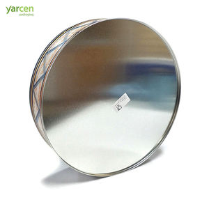 Boîte de conserve à biscuits en fer blanc avec couvercle supérieur encastré personnalisé grande boîte en métal pour bonbons boîte en métal empilable avec bouton et couvercle grande boîte ronde pour biscuits - Product Image 5