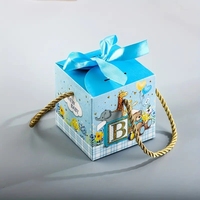 Caja de embalaje de dulces con gráfico de dibujos animados lindo, caja de regalo de dulces para fiesta de boda, recuerdos de Baby Shower, caja de embalaje rosa y azul, suministros