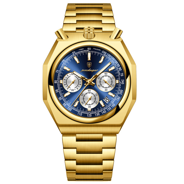 For Brand Stainless Steel Quartz Watch Waterproof Multi-functional Luminous Fashionable Sport Men's Watch Live Broadcast