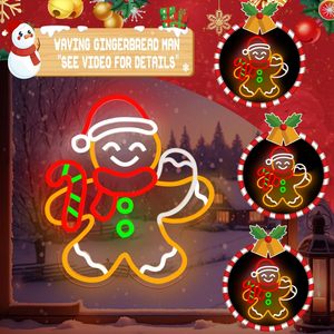 Décoration murale LED en forme d'homme en pain d'épices de Noël, néon coloré, à suspendre en intérieur, pour vitrine de magasin, lumière d'ambiance, indicateur lumineux 5V 12V - Product Image 3