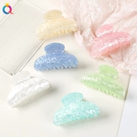 Pinces à cheveux en acrylique pour femmes, motif marbré simple, pinces requin, accessoires