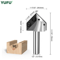 Lame diamantée non revêtue YUFU pour fraisage conventionnel, plaque détachable en V pour brisage à 90 degrés, machine de gravure ODM OEM HRC70