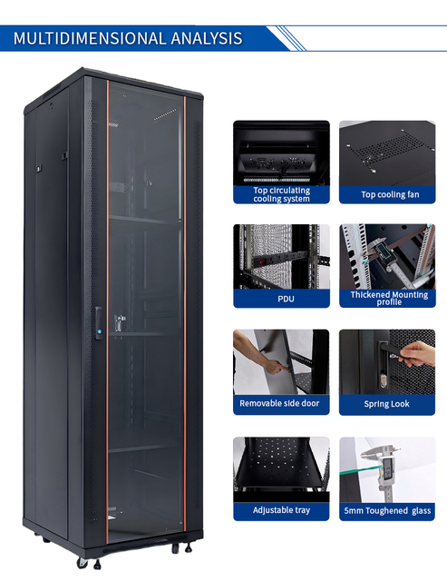 19inch 42U Server Rack SPCC Steel Powder Coated Rack Mount Server Network Cabinet Server Rack Case Tempered Glass Door in Stock