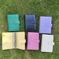 Carnet de notes A5 en cuir PU Crocodile personnalisé, classeur de budget avec 6 anneaux, vente en gros