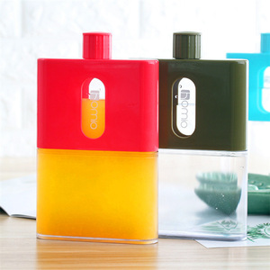 Botella de agua de plástico transparente sin BPA para Notebook, botella de agua cuadrada plana, con logotipo personalizado, promoción A5, 530ML - Product Image 6