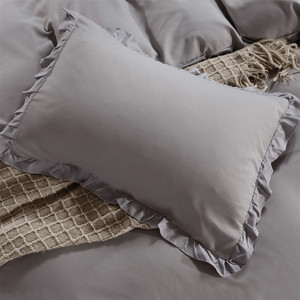 Set di Biancheria da Letto di Lusso in Microfibra con Volant, 3 Pezzi, <span class=keywords><strong>Copripiumino</strong></span> <span class=keywords><strong>Grigio</strong></span>, Misure Queen e King, Vendita all'Ingrosso - Product Image 2