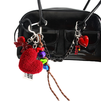 Accessoire de sac mignon et créatif en forme de cœur, double suspension, thème baiser, pour la mode enfantine
