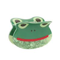 Vente en gros de pinces à cheveux en acrylique grenouille verte mignonne en plastique avec requin, animal de dessin animé personnalisé pour femmes