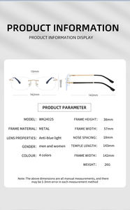 Lunettes de vue sans monture en métal pour hommes, de marque, tendance, de luxe, avec logo personnalisé pour entreprises - Product Image 5