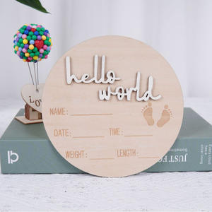 Carte de jalon en bois pour bébé gravée en bois Hello World Milestone Accessoires de photographie pour nouveau-né Accessoires de tir pour enfants - Product Image 6